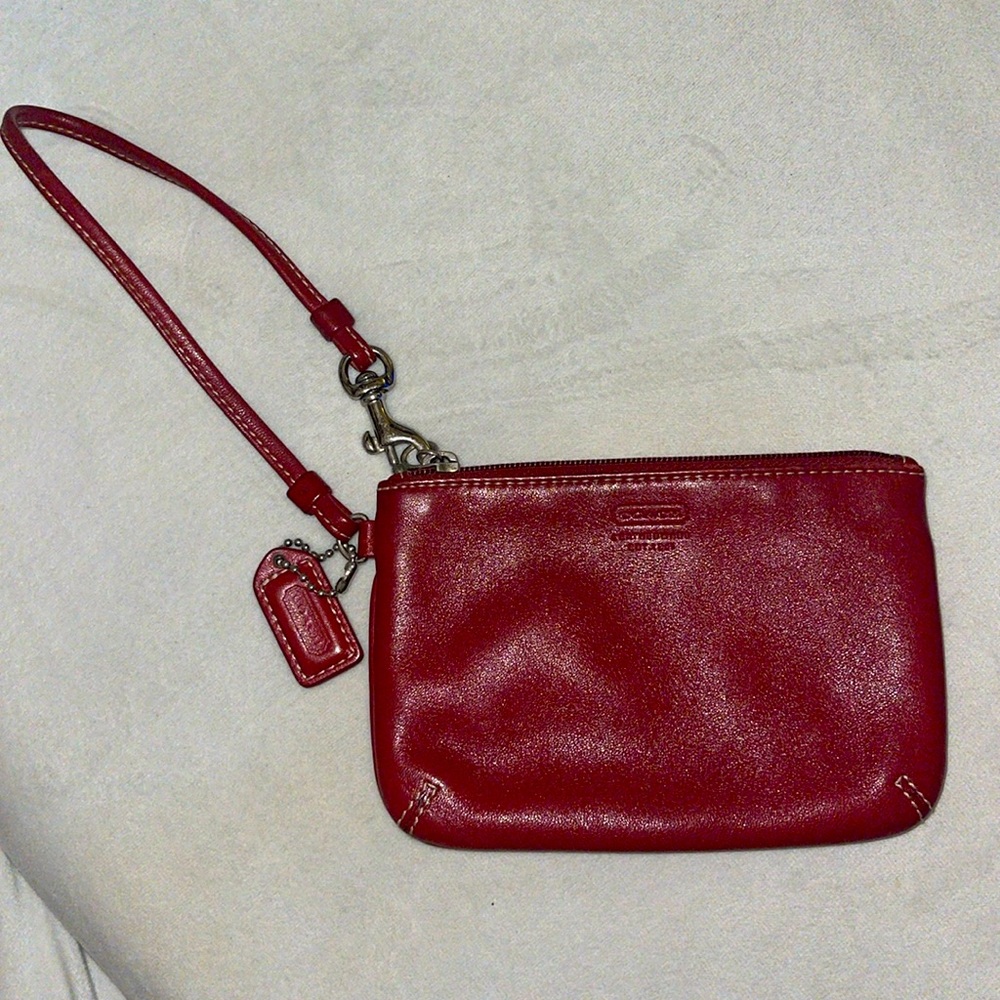 Vintage Coach Red Leather Wristlet Wallet